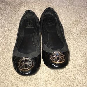 Tory Burch black patent leather flats